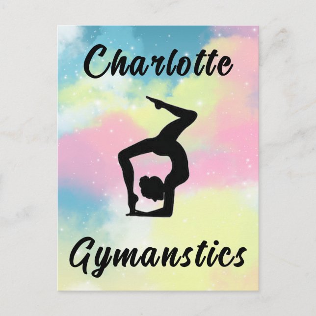 Postal Gimnasia Pastel amarillo rosa azul personalizado (Anverso)