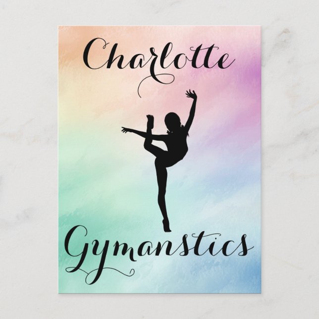 Postal Gimnasia Pastel Verde Púrpura Personalizado (Anverso)