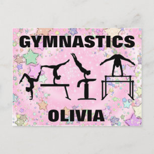 Postal Gimnasia Remolinos y Estrellas de Brillo Rosa
