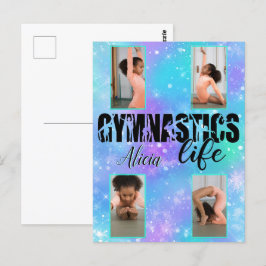 Postal Gimnasia Vida Pastel Nombre Personalizado y 4 Foto