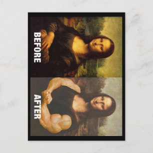 Postal Gimnasio Mona Lisa Antes y Después Divertido Fitne