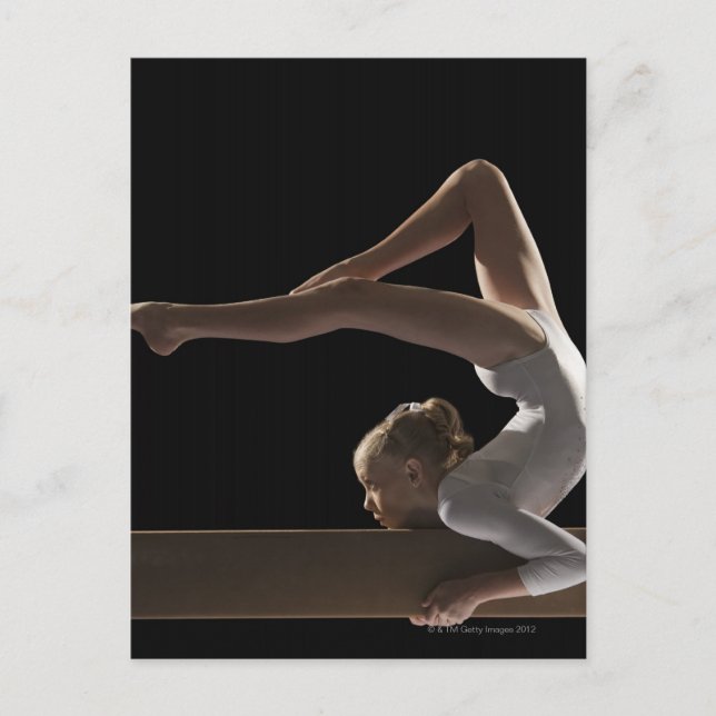 Postal Gimnasta en haz de balance (Anverso)