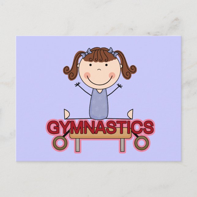 Postal GIMNASTICS - Brunette Chica reparte camisetas y re (Anverso)