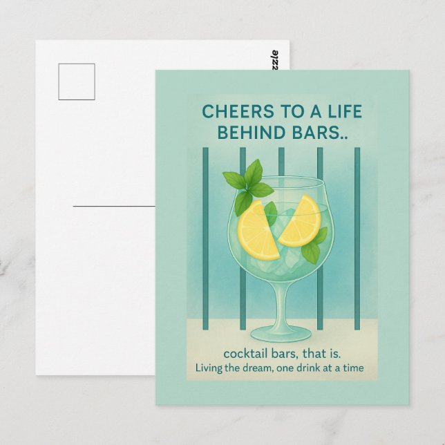 Postal Gin Lover Card | Cheers Cocktail Humorous (Anverso / Reverso)