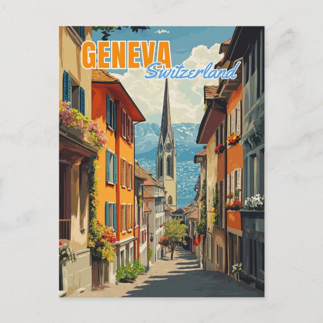 Postal Ginebra Suiza Alpes (Anverso)