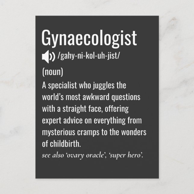 Postal Ginecólogo divertido ginecólogo de definición (Anverso)