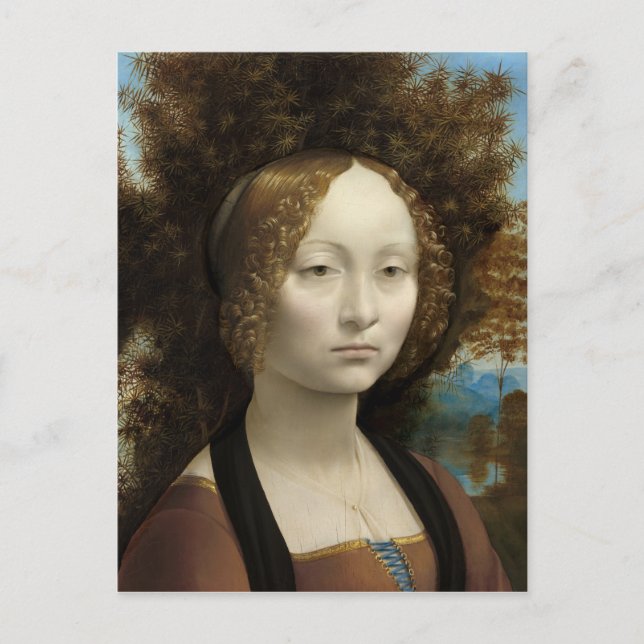 Postal Ginevra de' Benci de Leonardo Da Vinci (Anverso)