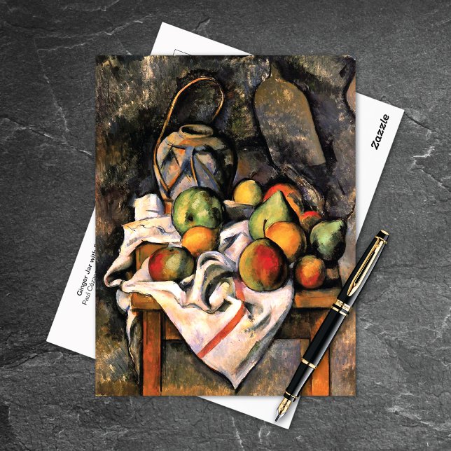 Postal Ginger Jar con Fruit Paul Cezanne (Subido por el creador)
