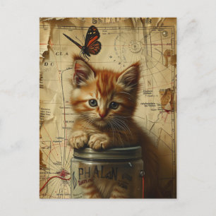 Postal Ginger Kitten Collage medios mixtos