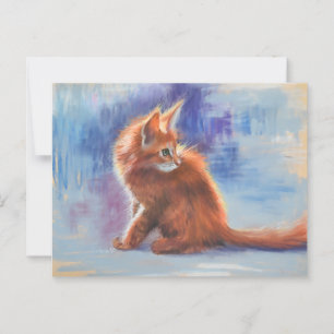 Postal Ginger Kitten en luz pastel