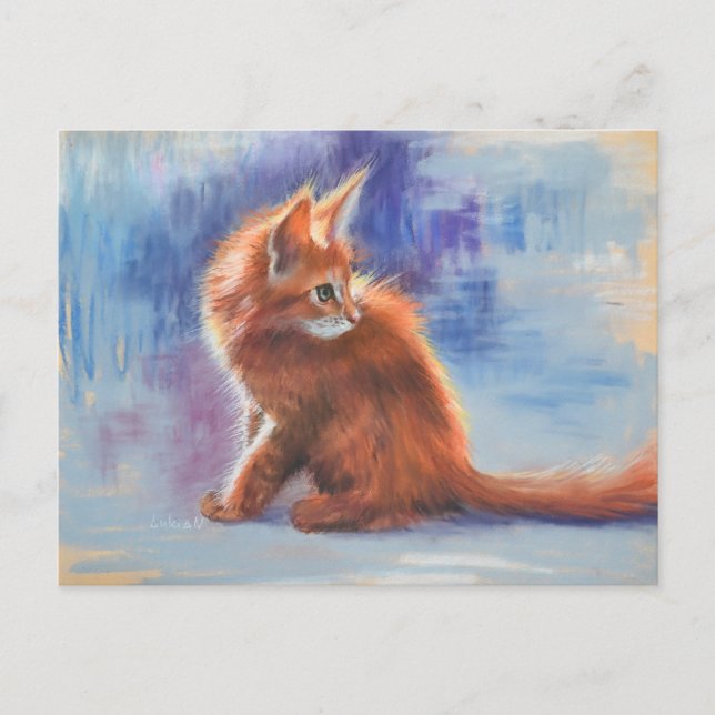 Postal Ginger Kitten en luz pastel (Anverso)
