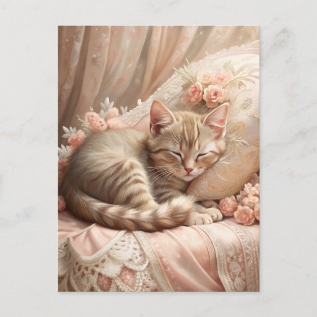 Postal Ginger Kitten Sleeping (Shabby Chic) (Anverso)
