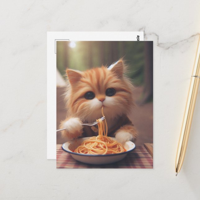 Postal Ginger Kitty come Spaghetti (Anverso/Reverso In Situ)