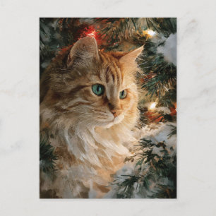 Postal Ginger Maine Coon Navidad