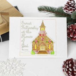 Postal Gingerbread Church Sweet Fellowship Inspirador