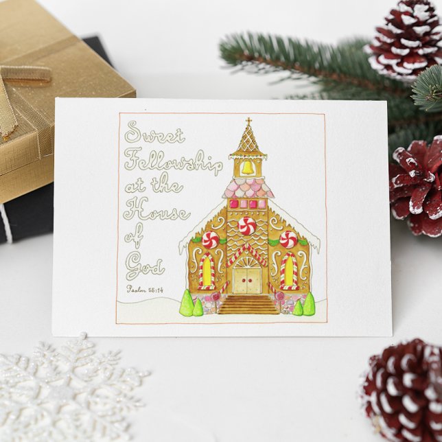 Postal Gingerbread Church Sweet Fellowship Inspirador (Subido por el creador)