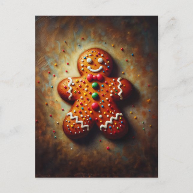 Postal Gingerbread Cookie Festive Painting (Anverso)