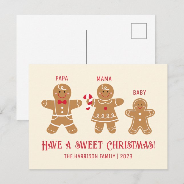 Postal Gingerbread Man Cookies Familia Navidades (Anverso / Reverso)