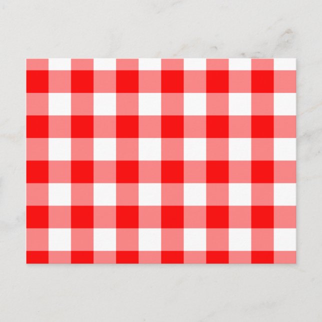 Postal Gingham Rojo Brillante Personalizado (Anverso)
