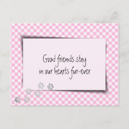 Postal Gingham Rosa Pérdida de Mascota Del Veterinario