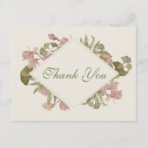 Postal Ginkgo Watercolor Floral Boda Gracias