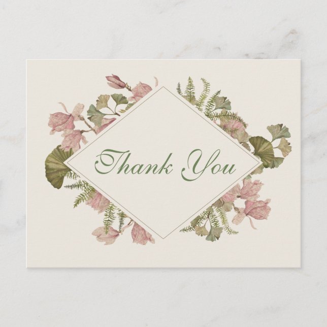 Postal Ginkgo Watercolor Floral Boda Gracias (Anverso)