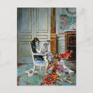 Postal Giovanni Boldini - Chica leyendo en un salón