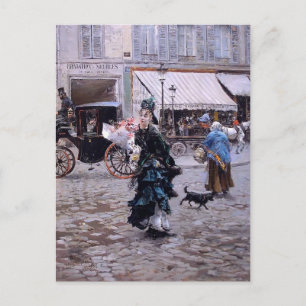 Postal Giovanni Boldini - Cruzando la calle