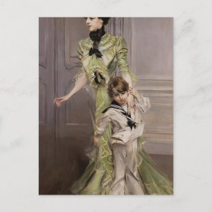 Postal Giovanni Boldini- Madame Georges Hugo y su hijo