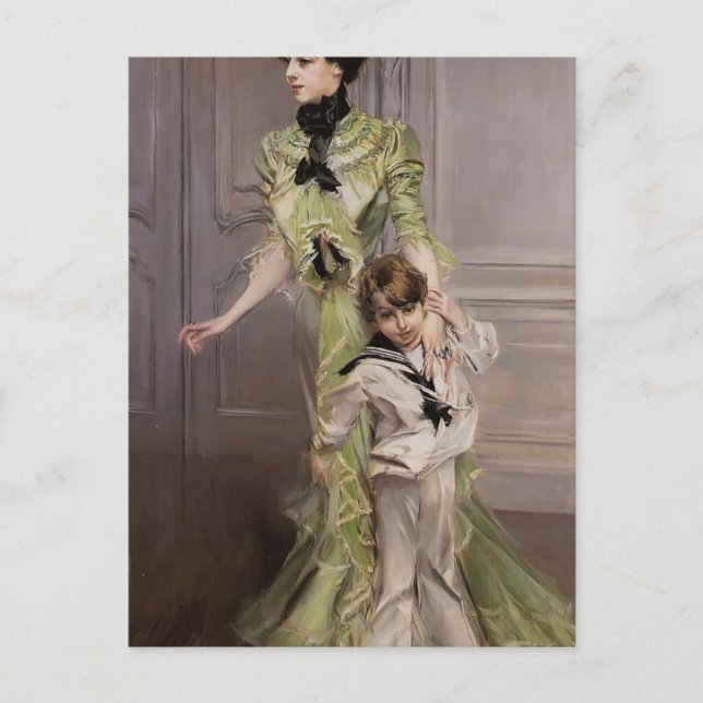 Postal Giovanni Boldini- Madame Georges Hugo y su hijo (Anverso)