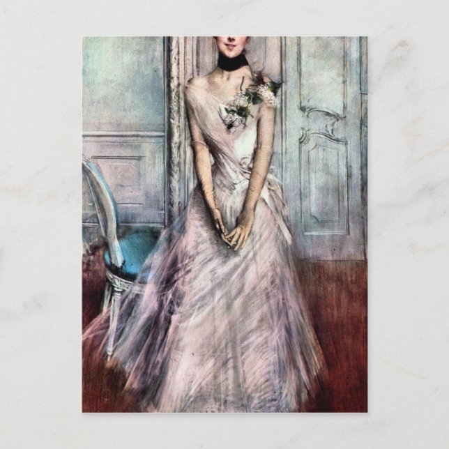 Postal Giovanni Boldini - pintura pintada en tonos pastel (Anverso)