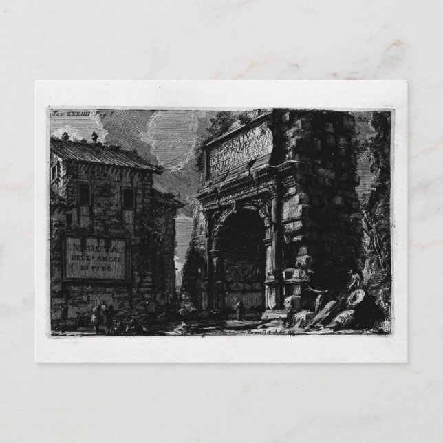 Postal Giovanni Piranesi-Veduta con Arco de Titus (Anverso)