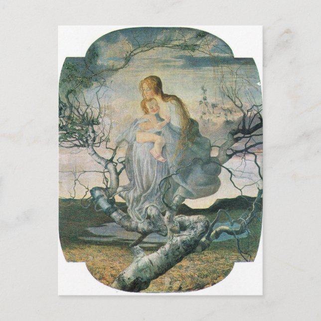 Postal Giovanni Segantini - Ángel de la vida (Anverso)