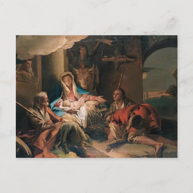 Postal Giovanni Tiepolo - La adoración de los pastores (Anverso)