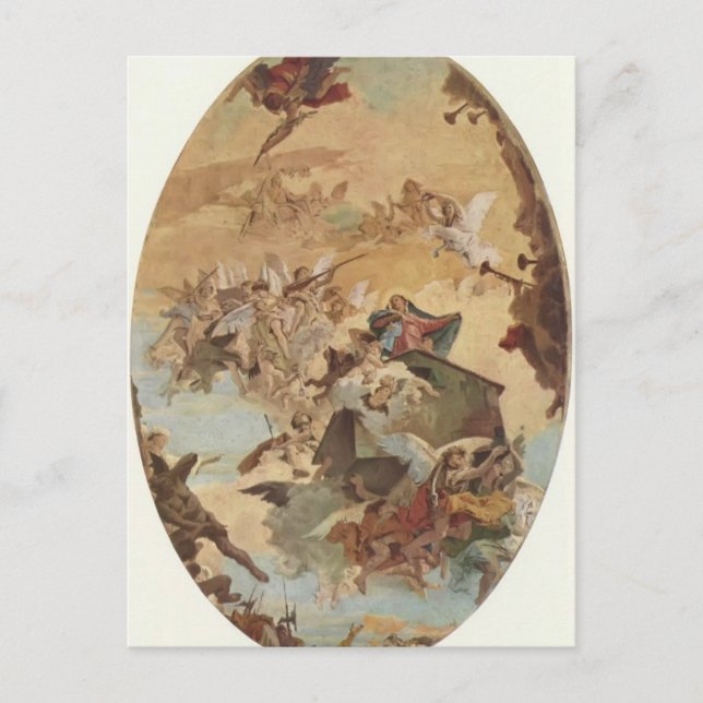 Postal Giovanni Tiepolo: Transporte de la Casa Santa (Anverso)