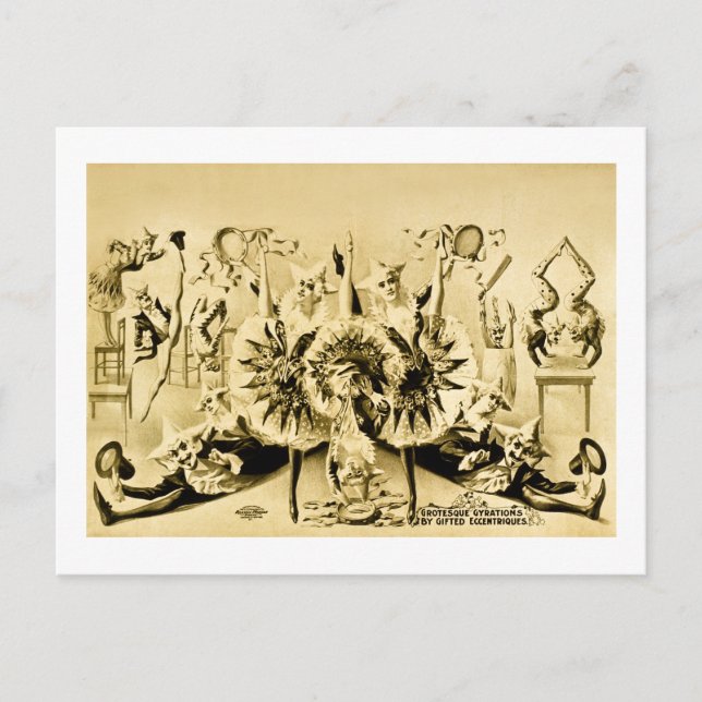 Postal Giraciones grotescas de Gifted Eccentriques 1900 (Anverso)