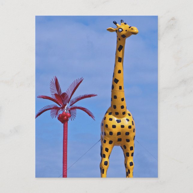 Postal Girafa amarilla en el Palacio de la Flea (Anverso)