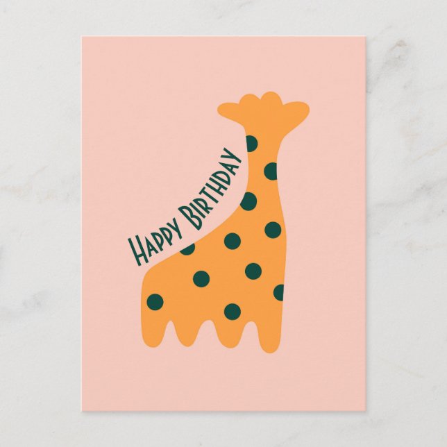 Postal Girafa de naranja adorable y personalizada (Anverso)