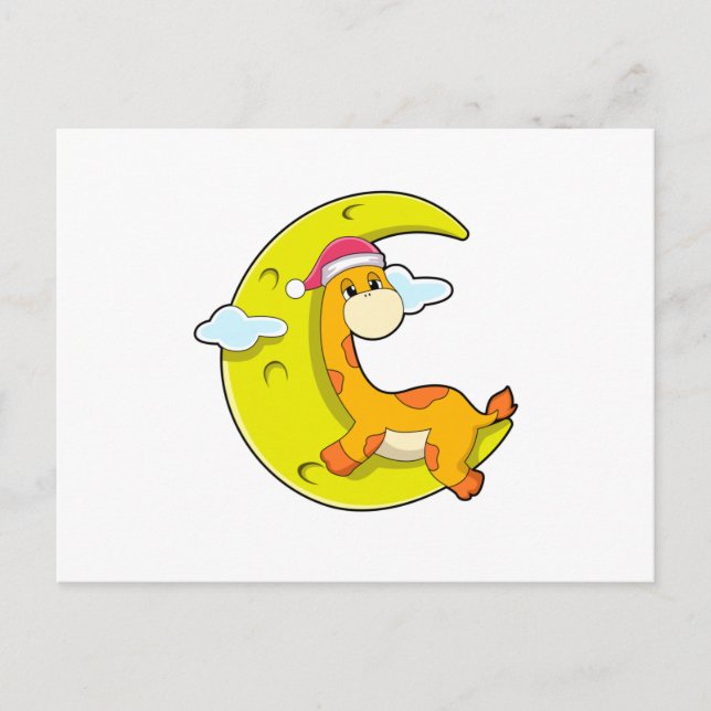 Postal Girafa durmiendo en la luna (Anverso)