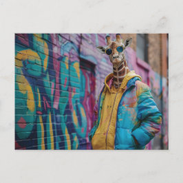 Postal Girafa en ropa de calle con gafas de sol