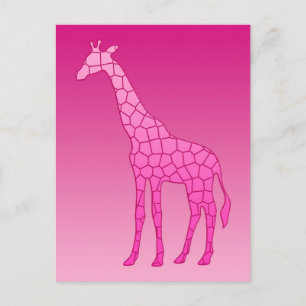 Postal Girafa geométrica moderna, fucsia y rosa claro