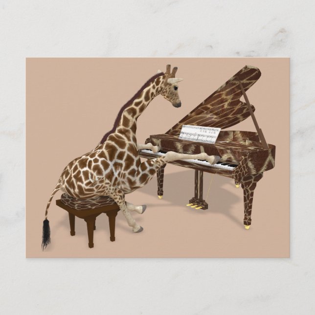 Postal Girafa musical tocando piano (Anverso)