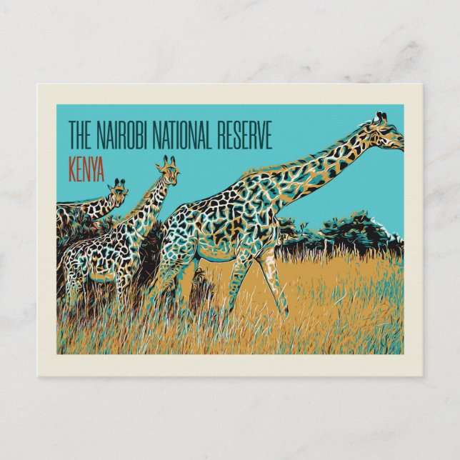 Postal Girafas de Kenia en la Reserva Nacional de Nairobi (Anverso)