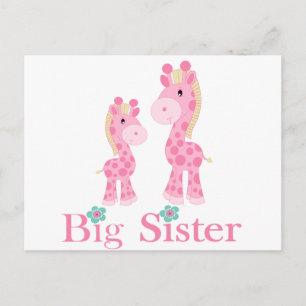 Postal Girafas rosadas de hermanas grandes