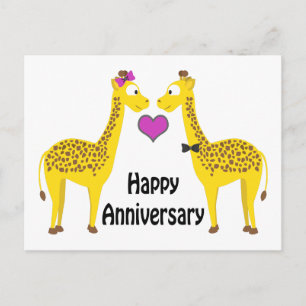 Postal Girafes de aniversario feliz