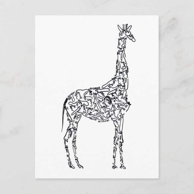 Postal GIRAFFE AFRICANO por NICHOLAS (Anverso)