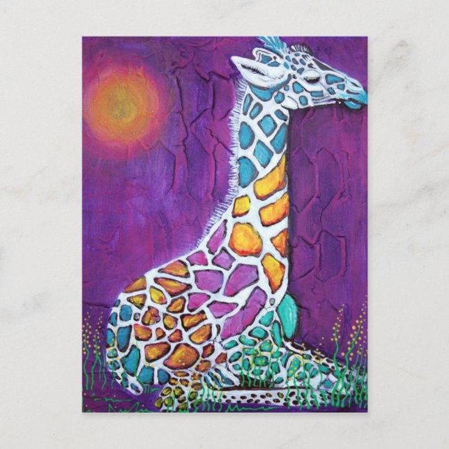 Postal Giraffe arcoiris (Anverso)