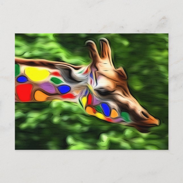 Postal Giraffe arcoiris (Anverso)