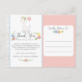 Postal Giraffe Baby Shower Cute Floral Gracias Foto