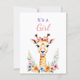Postal Giraffe bebé en el Baby Shower del Chica de las fl